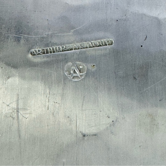 Arthur Armour Hammered aluminum floral tray, tidbits, entry tray or purse tray - Picture 4 of 16